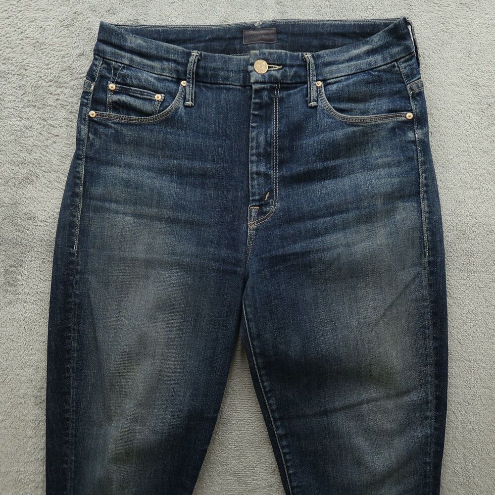 Mother Jeans Womens Size 27 Blue High Waisted Looker Ankle Fray Dark-Stone Wash - Picture 16 of 16
